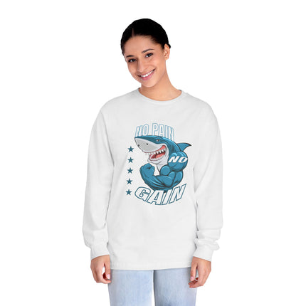 🦈 No Pain, No Gain” Shark Long Sleeve Tee