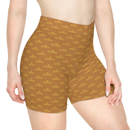 👑 Queen Statement Shorts – Royal Brown Edition