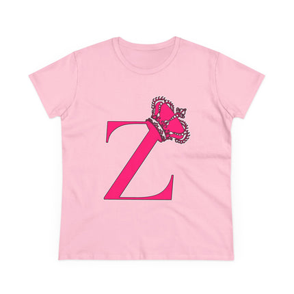 👑 “Z” Monogram Tee – Regal in White & Hot Pink