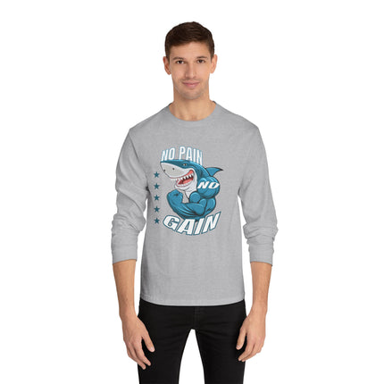 🦈 No Pain, No Gain” Shark Long Sleeve Tee