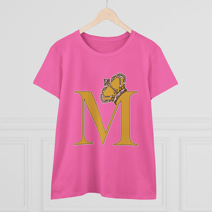 Women's Midweight Cotton Tee, Print Alphabet Letter M