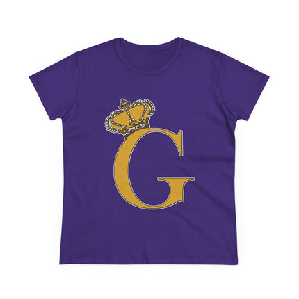 Women's Midweight Cotton Tee, Print Queen Letter G