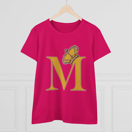 Women's Midweight Cotton Tee, Print Alphabet Letter M