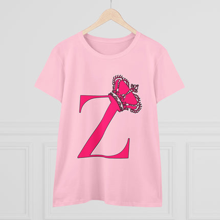 👑 “Z” Monogram Tee – Regal in White & Hot Pink