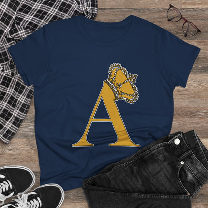 Print Queen Letter A, Women's Midweight Cotton Tee