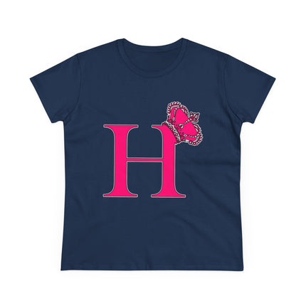 Women's Midweight Cotton Tee, Print Queen Letter H