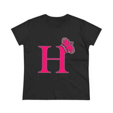 Women's Midweight Cotton Tee, Print Queen Letter H