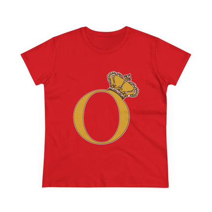 Women's Midweight Cotton Tee, Print Alphabet Letter O