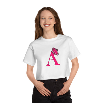 👑 Crowned Initial “A” Cropped Tee – Royal Letter Statement
