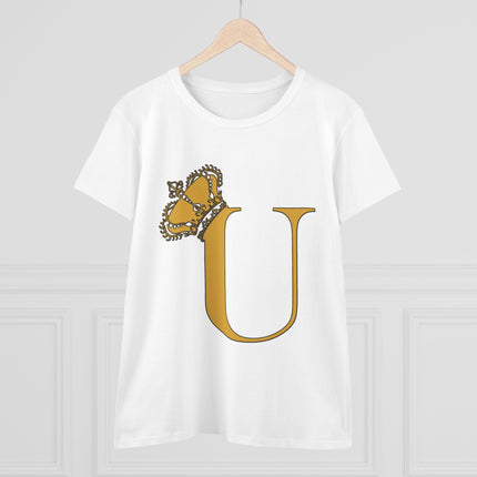 👑 Majestic “U” Monogram T-Shirt – Royal Gold on Regal Magenta