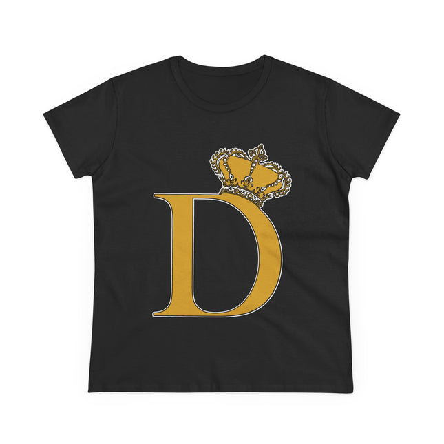 Women's Midweight Cotton Tee, Print Queen Letter D