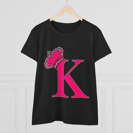 👑 “K” Royal Monogram Tee – Bold in Magenta & Crowned in Pink