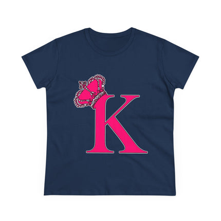 👑 “K” Royal Monogram Tee – Bold in Magenta & Crowned in Pink