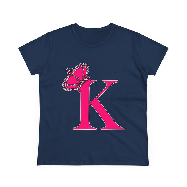👑 “K” Royal Monogram Tee – Bold in Magenta & Crowned in Pink