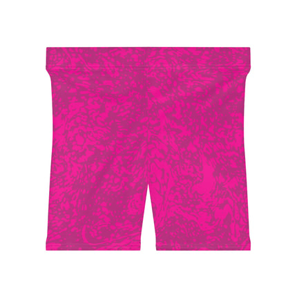 Electric Fuchsia High-Waisted Workout Shorts