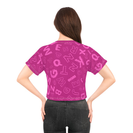 🟣 Alphabet Pop Crop Tee – Purple Edition