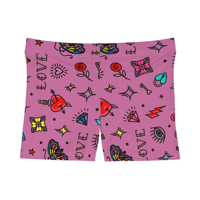 💖 "Love & Ink" Tattoo-Inspired High-Waist Shorts