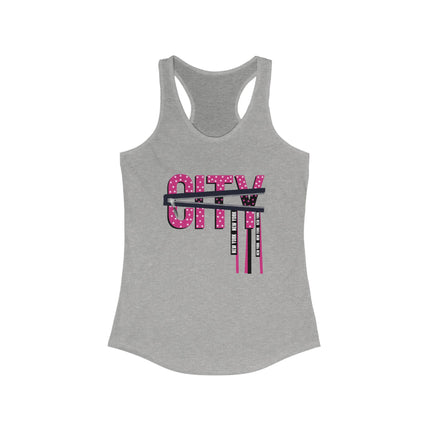 ⭐ CITY Lights Racerback Tank – White & Pink Star Zip Graphic