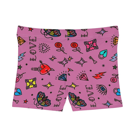 💖 "Love & Ink" Tattoo-Inspired High-Waist Shorts