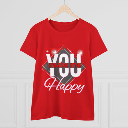 💖 “YOU Make Me Happy” Love Statement Tee – Deep Pink