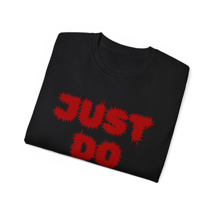 ⚡️JUST DO IT." Spiky Letter Tee – Bold White Edition