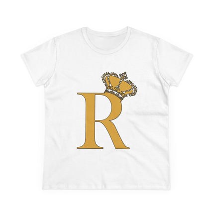 👑 “R” Monogram Tee – Regal in White & Gold