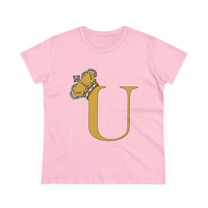 👑 Majestic “U” Monogram T-Shirt – Royal Gold on Regal Magenta