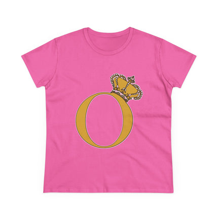 Women's Midweight Cotton Tee, Print Alphabet Letter O