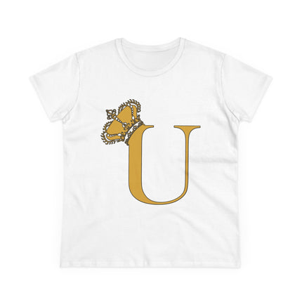 👑 Majestic “U” Monogram T-Shirt – Royal Gold on Regal Magenta