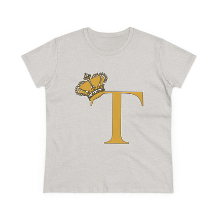 Women's Midweight Cotton Tee, Print Queen Letter T