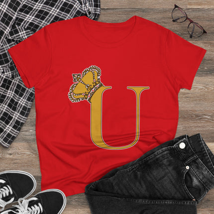 👑 Majestic “U” Monogram T-Shirt – Royal Gold on Regal Magenta