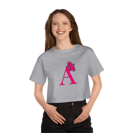 👑 Crowned Initial “A” Cropped Tee – Royal Letter Statement