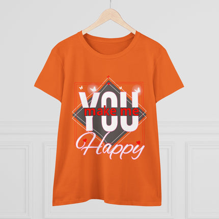 💖 “YOU Make Me Happy” Love Statement Tee – Deep Pink
