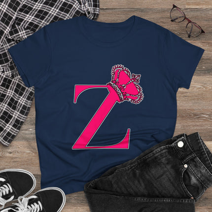 👑 “Z” Monogram Tee – Regal in White & Hot Pink