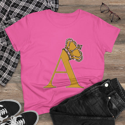 Print Queen Letter A, Women's Midweight Cotton Tee