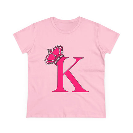 👑 “K” Royal Monogram Tee – Bold in Magenta & Crowned in Pink