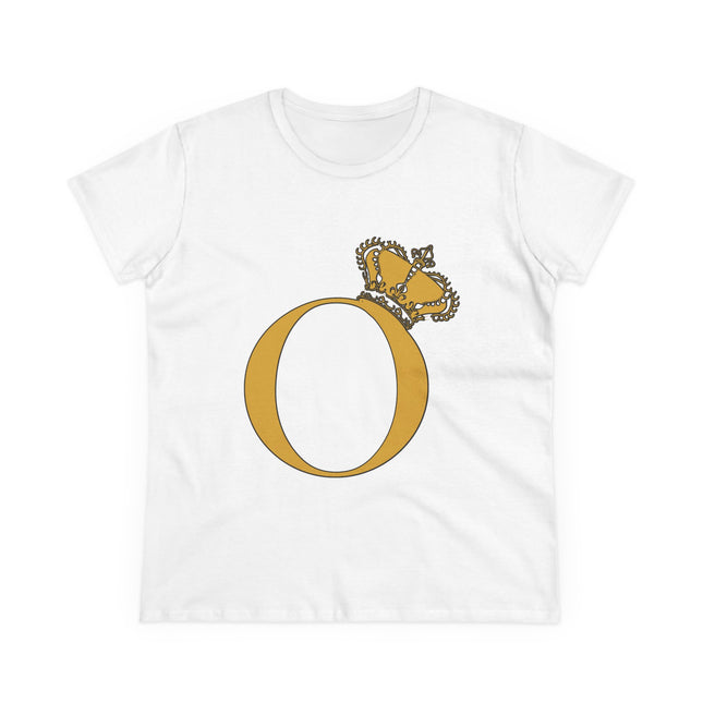 Women's Midweight Cotton Tee, Print Alphabet Letter O