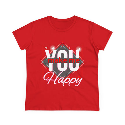 💖 “YOU Make Me Happy” Love Statement Tee – Deep Pink
