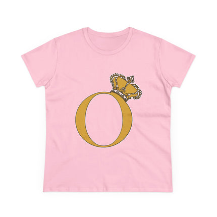 Women's Midweight Cotton Tee, Print Alphabet Letter O