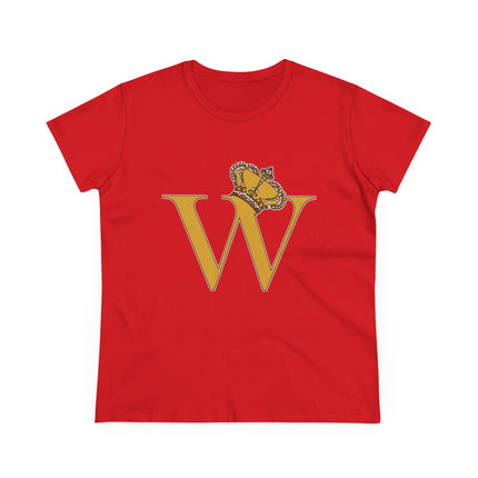 Women's Midweight Cotton Tee, Print Alphabet Letter W