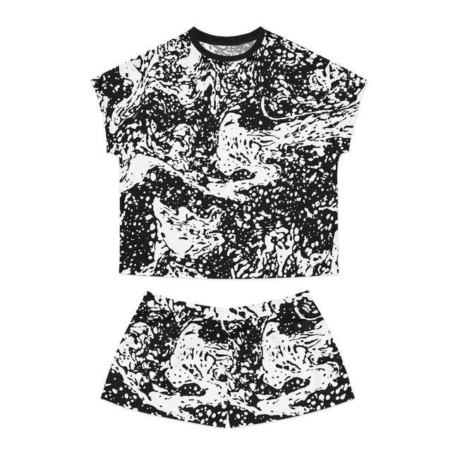 🖤 Black & White Splash Set – Bold Graphic Tee & Shorts