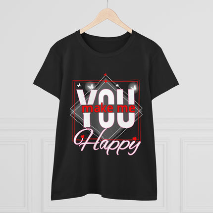 💖 “YOU Make Me Happy” Love Statement Tee – Deep Pink