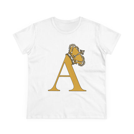 Print Queen Letter A, Women's Midweight Cotton Tee