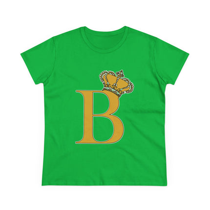 Women's Midweight Cotton Tee, Print Queen Letter B