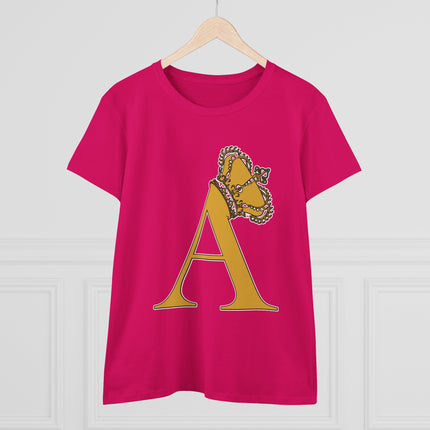 Print Queen Letter A, Women's Midweight Cotton Tee