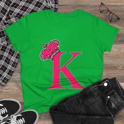 👑 “K” Royal Monogram Tee – Bold in Magenta & Crowned in Pink