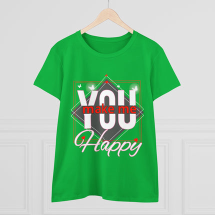 💖 “YOU Make Me Happy” Love Statement Tee – Deep Pink