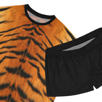 Women's Short Pajama Set (AOP) T-shirt Print Tiger