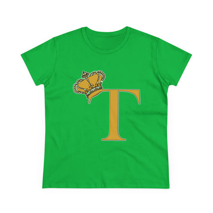 Women's Midweight Cotton Tee, Print Queen Letter T