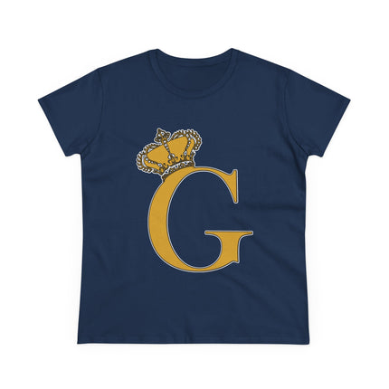 Women's Midweight Cotton Tee, Print Queen Letter G